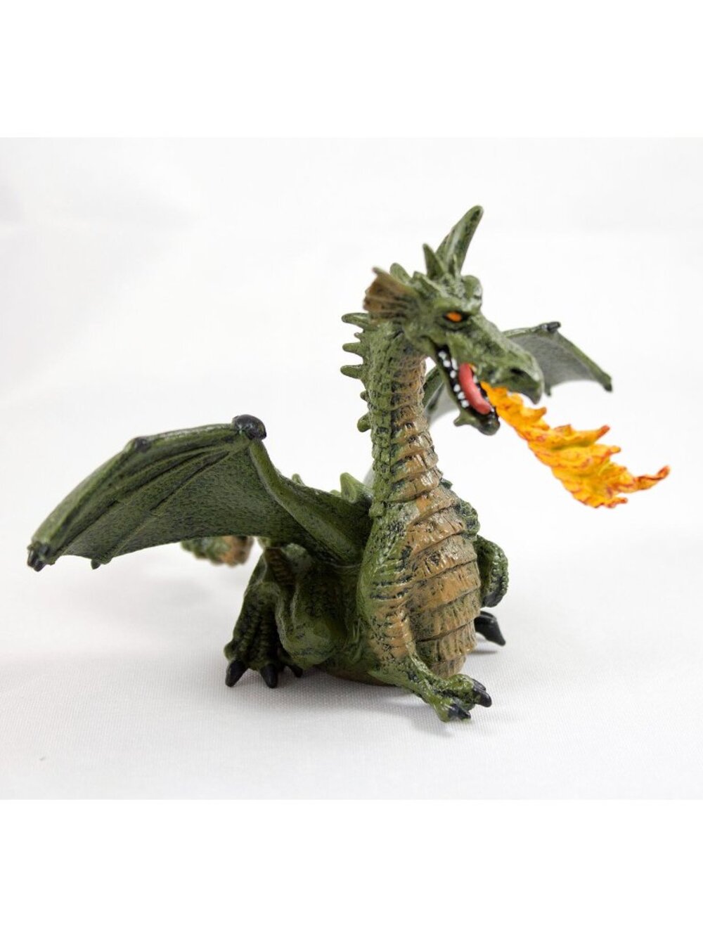 Papo Enchanted World Winged Green Fire-Breathing Dragon w/Flame Figure #2112